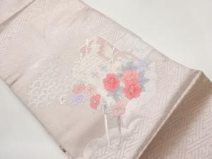 御所車に花葉模様刺繍名古屋帯